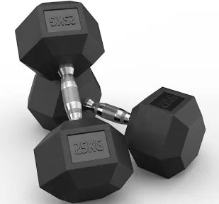 Serie di 4 coppie manubri esagonali gommati Black 32,5-40 Kg
